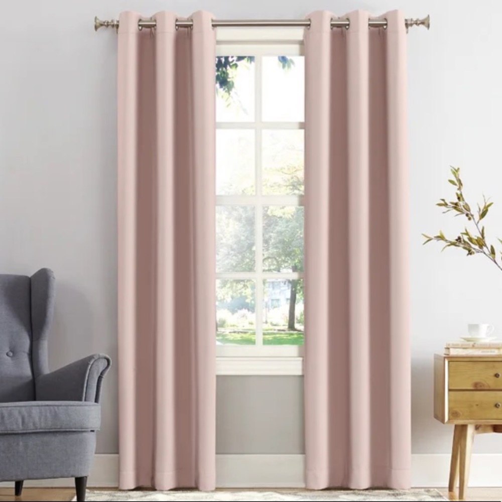 LIKE NEW blush grommet 84” curtain panel set